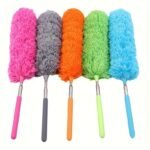 1Pc Colorful Extendable Microfiber Duster - Stainless Steel Pole, Bendable & Reusable Head For Efficient Dusting Of Furniture, Cars, Glass - No Batteries Required, Ideal For Bedroom, Living Room, And More, Dusters For Cleaning