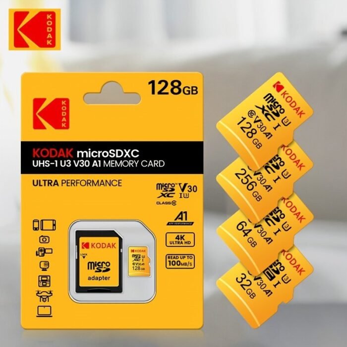 The Kodak High-Speed U3 Micro Tf Includes Sd Adapters Of 32G, 64G, 128G, And 256G. The Uhs-I Provides Excellent Value And Is Ideal For High-Speed Tf Storage At 4K/120Fps, Making It Compatible With Smartphones, Camera Storage, Action Cameras, Car Audio, And More. - Image 1