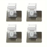 4Pcs Adhesive Mop And Broom Holder, Wall Mounted, No-Drill, Multi-Functional Bathroom Storage Rack For Toilet Brush, Mop Organizer With Plastic Material - Image 5
