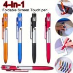 1Pc Multi-Function 4-In-1 Foldable Ballpoint Pen Stylus (Flashlight + Support) For Tablet Cellphone, Tablet Accessories, Stylus Pens For All Devices, Smartphone Pen, Pen For Touchscreen, Touchscreen Pen, Pens For Tablets, Tablet Pens Stylus, Tablet Pens, Cellphone Pen, Multidevice Pen, Tablet Stylus, Lightweight Pen, Sleek Stylus, Reliable Pen, Smooth Writing, Multifunctional Pen, Professionals, Digital Artists