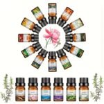 16 Types Of Essential Oils, Essential Oil 10Ml, For Diffuser, Humidifier, Candle, Hair Conditioner - Rose/Sea/Cherry/Dong Yi Grass/Lily/Sandalwood/Sweet Orange/Osmanthus Green Tea/Mint Tea (0.34 Oz)