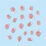 24Pcs Medium Square Press On Nails - Pink & White French Style Glossy Fake Nails With Rhinestone Accents, Reusable Artificial Nails For Women, Easy Application For Parties & Special Occasions, Nails Accessories, Party Accessories, Decorative Pressons - Image 6
