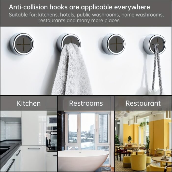 1/3Pcs Fashion Style Self-Adhesive Wall Mount Towel Hooks, Plastic Easy Install No-Drill Kitchen & Bathroom Towel Holder For Home, Cabinet, Garage - Image 8