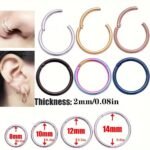 Tiny Glossy Hoop Earrings Stainless Steel Jewelry Simple Leisure Style For Women Daily Casual - Image 6