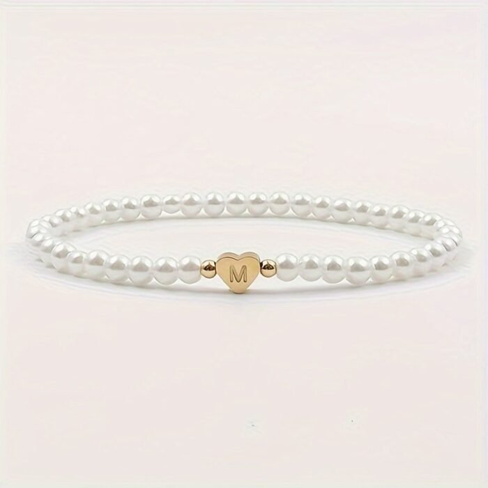 A-Z Heart Initial Bracelet For Women - 14K Golden Plated Stainless Steel With Imitation Imitation Pearl, Elegant Everyday Jewelry Gift For Valentine?S Day, Anniversary, Birthday - Image 8