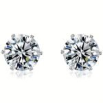 Sparkling Titanium Steel Earrings, 316 Hypoallergenic Stainless Steel Six-Prong Aaa Synthetic Zirconia Studs, 18K Gold-Plated Soft Ear Bone Clasp Jewelry - Image 8