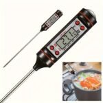 1Pc Instant Read Digital Meat Thermometer With Probe - Stainless Steel, Lcd Display, -200?C To 550?C Range - Perfect For Bbq, Cooking, Grilling, And Candy Making