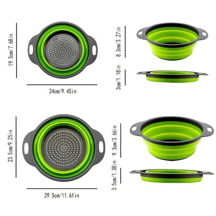 1/2 Set Round Silicone Kitchen Drain Basket Set Collapsible Funnel - 1 Large, 1 Small, Very Suitable For Draining Pasta, Vegetables And Fruits - Image 16