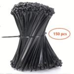 150Pcs Heavy Duty Cable Zip Ties 10.16-25.4 Cm 22.68Kg Tensile Strength Self-Locking Black Nylon Tie Wraps - Foldable Design For Space-Saving Storage, Indoor & Outdoor Use, Secure Fastening | Highstrength Material, Reusable Cable Ties