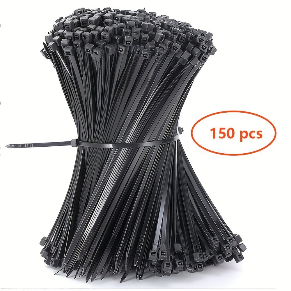 product-Fancyalgo-VirtualModelMatting-c9c34fb325e2ee3463fcd14f3cce060a.jpg 150Pcs Heavy Duty Cable Zip Ties 10.16-25.4 Cm 22.68Kg Tensile Strength Self-Locking Black Nylon Tie Wraps - Foldable Design For Space-Saving Storage, Indoor & Outdoor Use, Secure Fastening | Highstrength Material, Reusable Cable Ties - Image 1