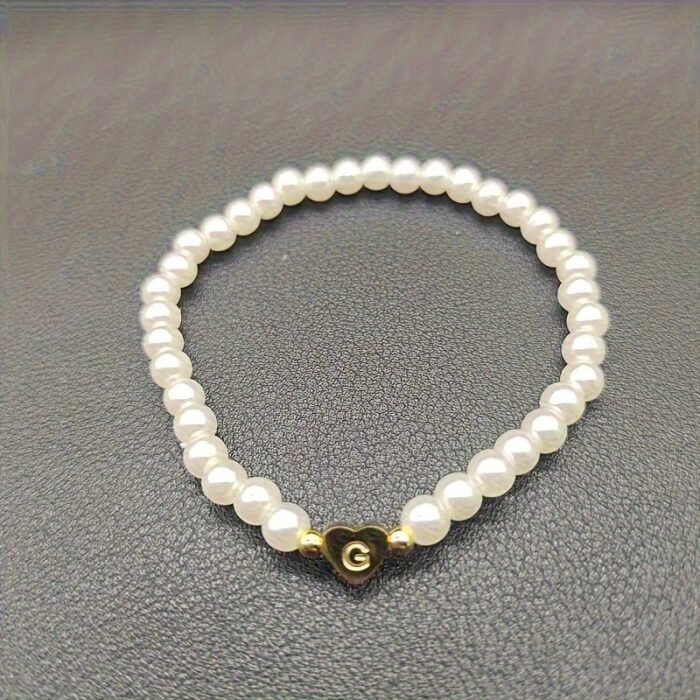 A-Z Heart Initial Bracelet For Women - 14K Golden Plated Stainless Steel With Imitation Imitation Pearl, Elegant Everyday Jewelry Gift For Valentine?S Day, Anniversary, Birthday - Image 15