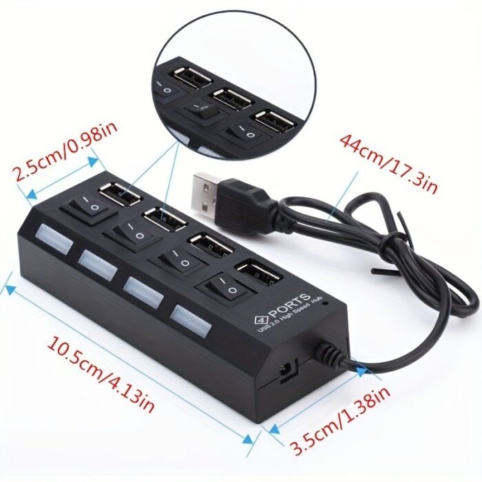 High Speed 7 Ports/ 4 Ports Led Usb 2.0 Adapter Hub Multi-Port Socket Powered On/Off Switch Charger Splitter For Pc Laptop Computer U Disk Phone Tablet - Image 10