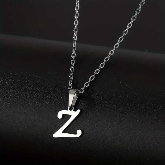 Stainless Steel Minimalist 26-Letter Pendant Necklace - Hip-Hop & Everyday Unisex Jewelry, Initial Gift For Women & Men, Durable Year-Round Wear, Necklace, Daily Wear Accessory, Modern Jewelry, Polished Finish - Image 13