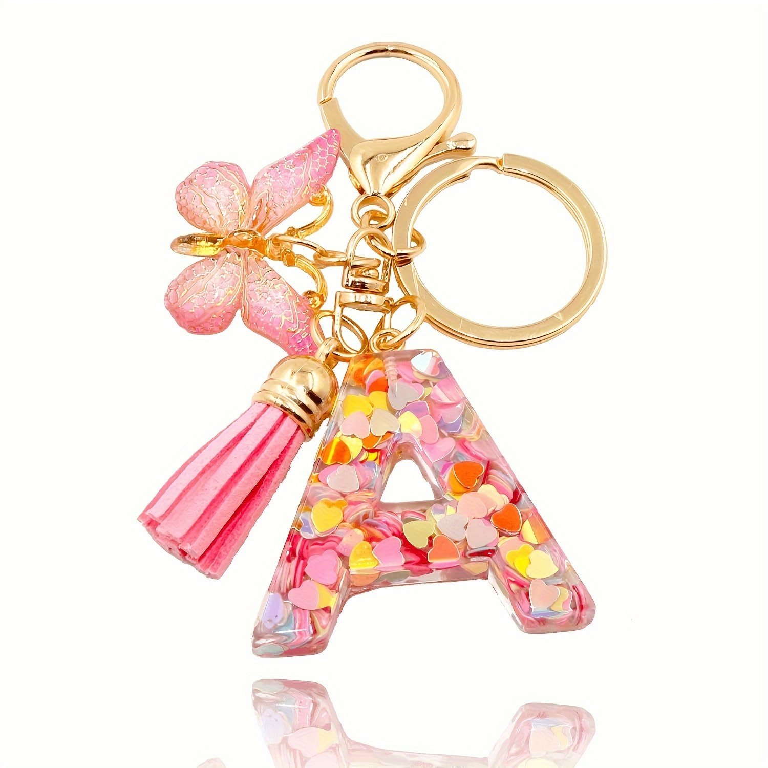 product-Fancyalgo-VirtualModelMatting-cedea592383e77cc9ef996b61539c119.jpg 1Pc Alphabet Initial Letter Keychain Cute Butterfly Acrylic Key Chain Ring Bag Backpack Charm Car Hanging Pendant Women Daily Use Gift - Image 1