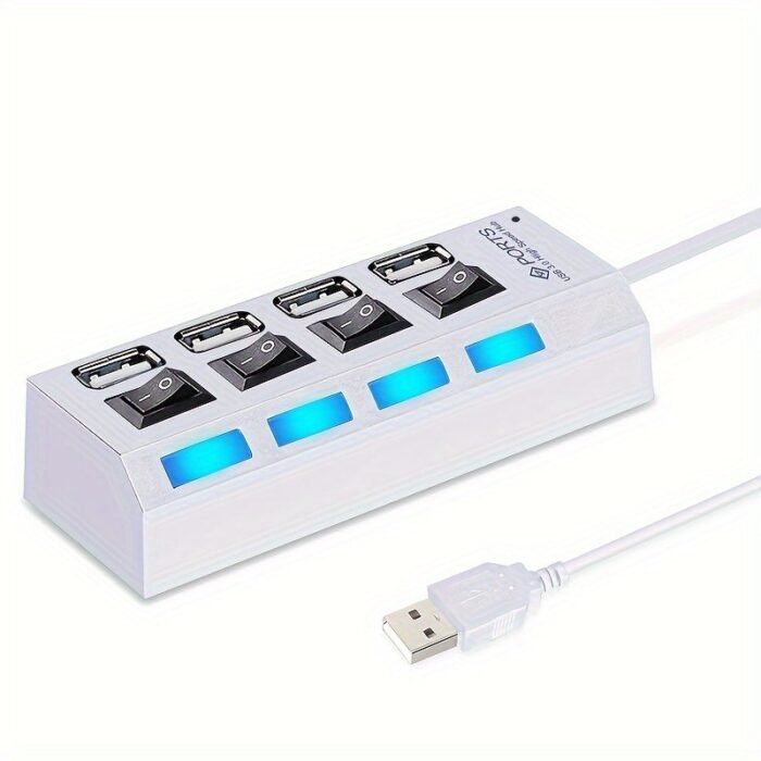 Whxmsh High-Speed Usb 2.0 Hub - Expand Your Device'S Connectivity With 4/7 Ports, Led Indicator Switches, Compact & Lightweight Design For Pc & Laptop - Black - Image 8