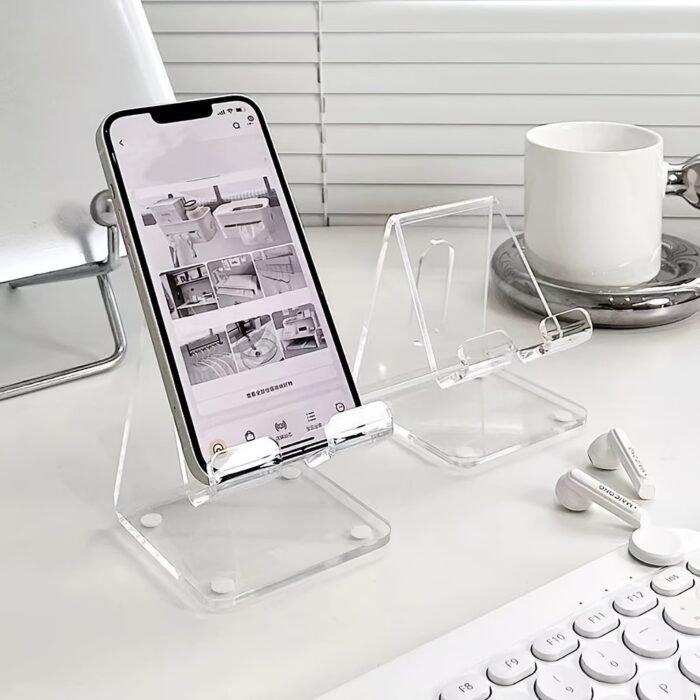 Simple Style Acrylic Transparent Desktop Mobile Tablet Holder, Dormitory Essential Creative Thickened Holder One Piece - Image 5