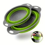 1/2 Set Round Silicone Kitchen Drain Basket Set Collapsible Funnel - 1 Large, 1 Small, Very Suitable For Draining Pasta, Vegetables And Fruits - Image 2