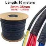 10 Meters Length Black Insulated Braid Sleeving 2/4/6/8/10/12/16/20/25/30/35Mm Tight Pet Wire Cable Protection Expandable Cable Sleeve Wire Gland