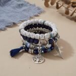 4Pcs Bohemian Tree Of Life & Feather Wing Pendant Bracelets - Handmade Acrylic Couples' Bangle With Tassels, Boho Style Jewelry For Men & Women, Romantic Gift Idea, Bohemian Jewelry, Handcrafted Bracelets - Image 12
