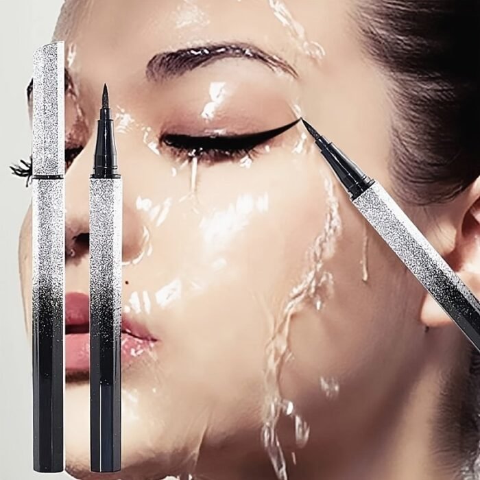 1Pc Long-Lasting Waterproof Black Starry Sky Eyeliner Pen With Sponge Tip - Smooth And Quick-Drying For Beautiful Eye Makeup - Image 1
