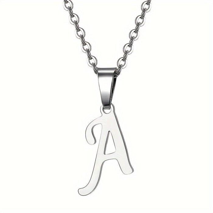Stainless Steel Minimalist 26-Letter Pendant Necklace - Hip-Hop & Everyday Unisex Jewelry, Initial Gift For Women & Men, Durable Year-Round Wear, Necklace, Daily Wear Accessory, Modern Jewelry, Polished Finish - Image 15