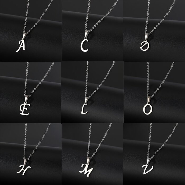 Stainless Steel Minimalist 26-Letter Pendant Necklace - Hip-Hop & Everyday Unisex Jewelry, Initial Gift For Women & Men, Durable Year-Round Wear, Necklace, Daily Wear Accessory, Modern Jewelry, Polished Finish - Image 4