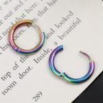 Tiny Glossy Hoop Earrings Stainless Steel Jewelry Simple Leisure Style For Women Daily Casual - Image 7