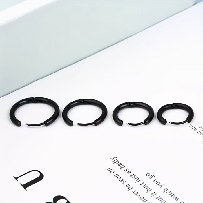 Tiny Glossy Hoop Earrings Stainless Steel Jewelry Simple Leisure Style For Women Daily Casual - Image 4