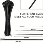 150Pcs Heavy Duty Cable Zip Ties 10.16-25.4 Cm 22.68Kg Tensile Strength Self-Locking Black Nylon Tie Wraps - Foldable Design For Space-Saving Storage, Indoor & Outdoor Use, Secure Fastening | Highstrength Material, Reusable Cable Ties - Image 2