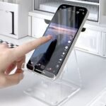 Simple Style Acrylic Transparent Desktop Mobile Tablet Holder, Dormitory Essential Creative Thickened Holder One Piece - Image 4