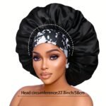 1Pc Extra Large Satin Bonnets For Sleeping, Hair Bonnets For Women Braids Curly Straight Hair, Hair Cap With Floral Pattern Wide Elastic Band - Image 6