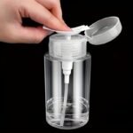 1Pc Transparent Push-Down Pump Dispenser Bottle - Fragrance-Free Plastic, Ideal For Makeup & Nail Polish Remover, Skincare Solutions - Portable For Travel, Easy One-Hand Operation - Image 7