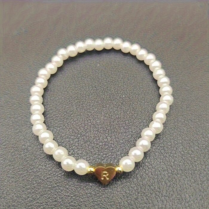 A-Z Heart Initial Bracelet For Women - 14K Golden Plated Stainless Steel With Imitation Imitation Pearl, Elegant Everyday Jewelry Gift For Valentine?S Day, Anniversary, Birthday - Image 27