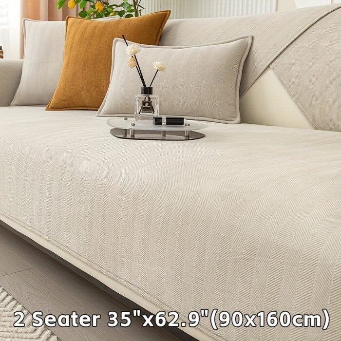 1Pc Chenille Ribbed Sofa Cover - Pet-Friendly Non-Slip Couch Protector For 3/2/4-Seater & Sectional Sofas, Machine Washable Soft Stretch Fabric, Contemporary Home Decor For Living Room, Bedroom, Office, Jacquard Texture | Easycare Material, Couch Covers For Sofa - Image 19