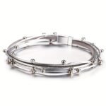 1Pc Multi-Layered Faux Leather Bracelet - Black Layered Chain Design With Rhinestones Accents, Double Wrap Long Bracelet For Women & Men, Everyday & Party Jewelry Gift For Anniversary, Birthday, Valentine'S - Unisex Cuff For Couples, Couple Bracelets, Versatile Fashion Accessory, Bohemian Style, Metallic Accents, Anniversary Present, Durable Accessory, Trendy Accessory - Image 15