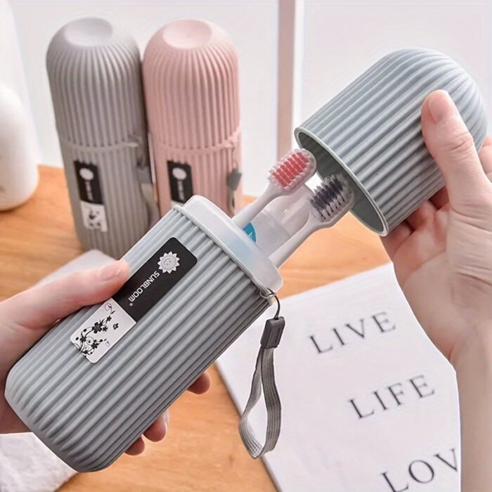 1Pcs Portable Travel Toothbrush Storage Container Box, Gargle Cup, Toothpaste Holder, Toothbrush Carrying Box, Toothbrush Travel Containers - Image 1