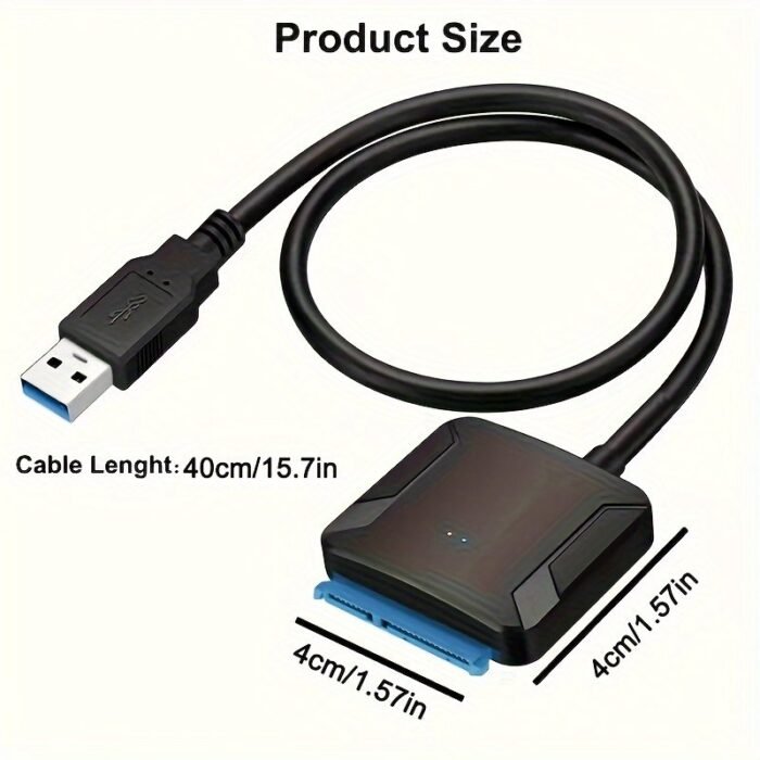 Sata To Usb 3.0 Adapter Cable For 6.35/8.89 Cm Hdd/Ssd - High-Speed Data Transfer, Uasp Support, External Hard Drive Converter With Dual-Interface (Usb 3.0 & Sata), No Battery Needed, Easy Installation, Data Transfer Cable | Sata Interface | Durable Cable - Image 2
