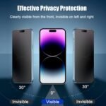 2-Pack Tempered Glass Privacy Screen Protector For Iphone 16/15/14 Pro Max 13 12 11, Anti-Scratch, Glossy Surface, Anti-Peep, Clear Cover - Image 2