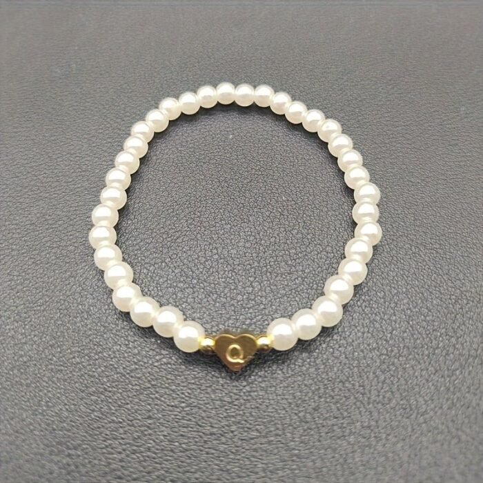 A-Z Heart Initial Bracelet For Women - 14K Golden Plated Stainless Steel With Imitation Imitation Pearl, Elegant Everyday Jewelry Gift For Valentine?S Day, Anniversary, Birthday - Image 26