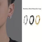European And American Hot Selling Titanium Stainless Steel Hoop Earrings, Fashionable Unisex Simple Studs, Trendy Ear Cuffs Directly From The Factory 8Mm/10Mm/12Mm/14Mm/16Mm - Image 4