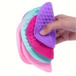 Gentle Care Silicone Makeup Brush Cleaning Pad With Suction Cup - Apple-Shaped, Textured Surface For Effective Cleaning, Fragrance-Free Beauty Tool Scrubber - Image 14