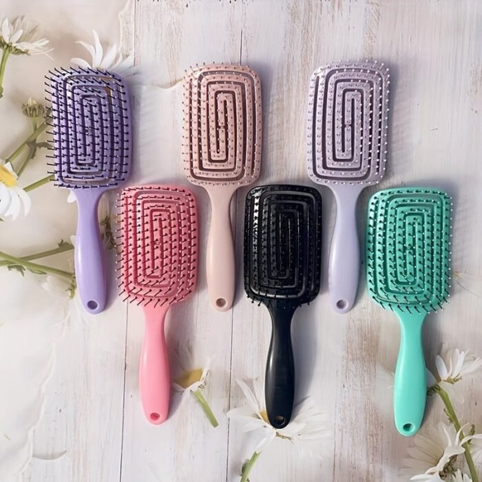 1Pcs Hollow Out Hair Comb Anti Static Detangling Hair Comb Fluffy Hair Styling Comb For All Hair Types - Image 4