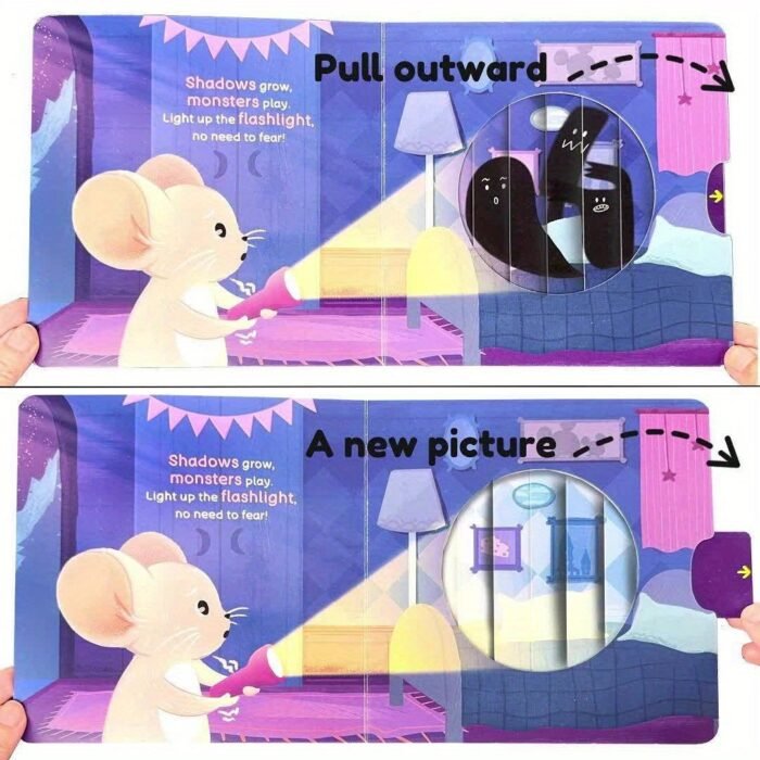 Mouse'S Fear Of The Dark, Push-Pull Books, Busy Book, Parent-Child Learning Activity Book -Overcoming Fear And Cultivating Courage In Preschool Children, Independent Operation Skills Fun Mechanical Design For Hands-On Ability Training, Playful Illustration, Durable Board Book, Engaging Illustrations, Sturdy Construction, Top Gift: Christmas & Birthday Present - Image 10