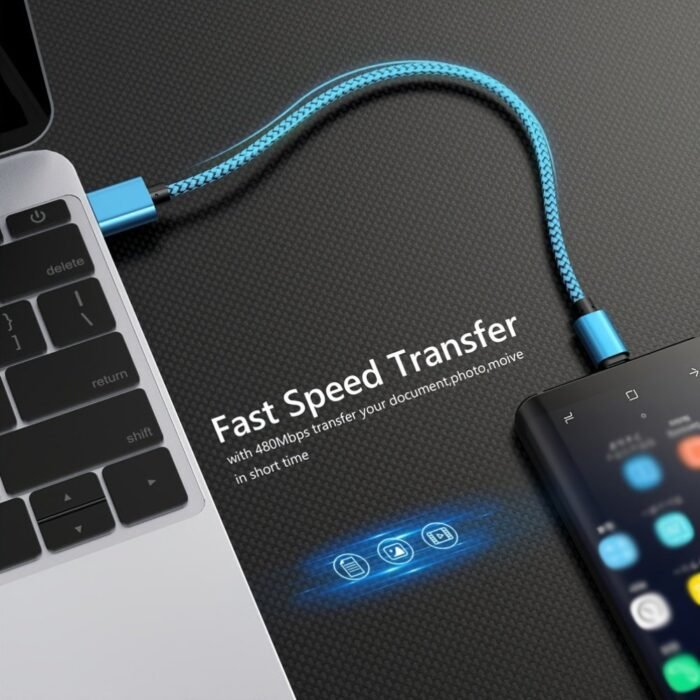 Usb C Fast Charging Cable, Durable Nylon Braided, Flat Shape, Male To Male, No Battery, Usb A To Type C Charger Cord For Iphone 15 Series/Ipad Pro/Air5/Macbook/Samsung S22/S21/S20, 60W, ?36V Compatible - Image 9