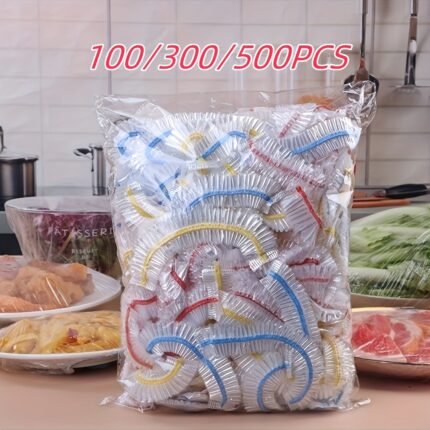 100/300/500Pcs Elastic Food Freshness Wraps - Stretchable Clear Plate Covers, Disposable, Multi-Use, No Odor Kitchen Cling Film, Dust Protection For Home, Restaurant, Picnic - All Plate Sizes, Picnic Essentials|Decorative Wraps|Reusable Plastic Wrap, Plastic Wrap For Food