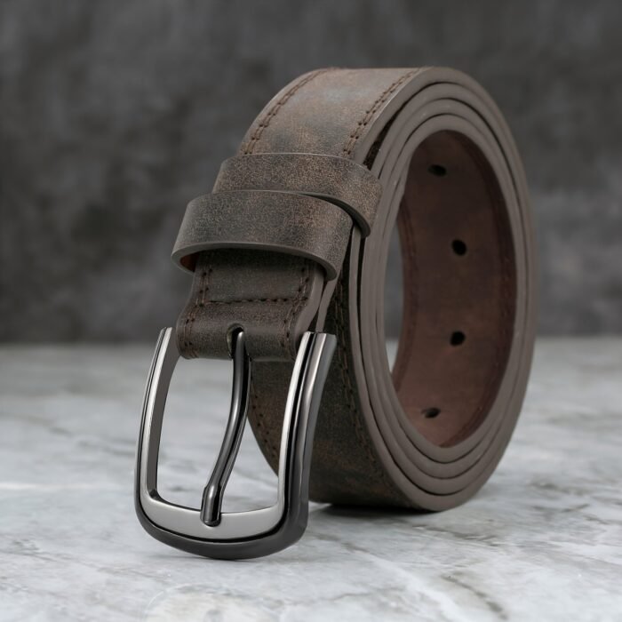 Stylish Wide Stitching Alloy Buckle Belt For Men - Durable, Adjustable, And Comfortable Accessory For Jeans And Trousers - Perfect For Daily Wear, Sports, And Casual Occasions - Image 1