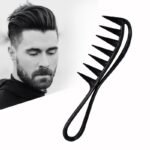 Ergonomic Wide-Tooth Comb For Men - Large, Curved Design With Fishbone Texture, Durable Abs Plastic Handle, Ideal For All Hair Types, Hair Comb - Image 2