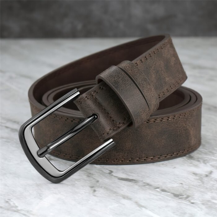 Stylish Wide Stitching Alloy Buckle Belt For Men - Durable, Adjustable, And Comfortable Accessory For Jeans And Trousers - Perfect For Daily Wear, Sports, And Casual Occasions - Image 3