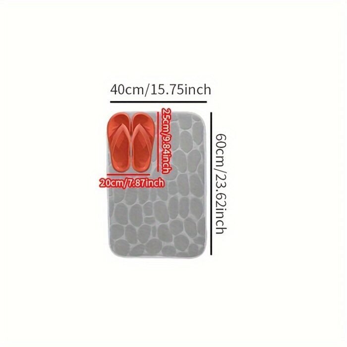 1Pc Cobblestone Floor Mat Bathroom Water Absorption Anti-Skid Mat Bathroom Doormat Bedroom Carpet Floor Mat - Image 3