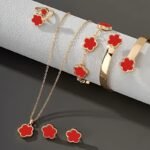 Lucky Clover Bracelet, Necklace, Earrings, Bracelet, Ring Set Of Five - Image 9